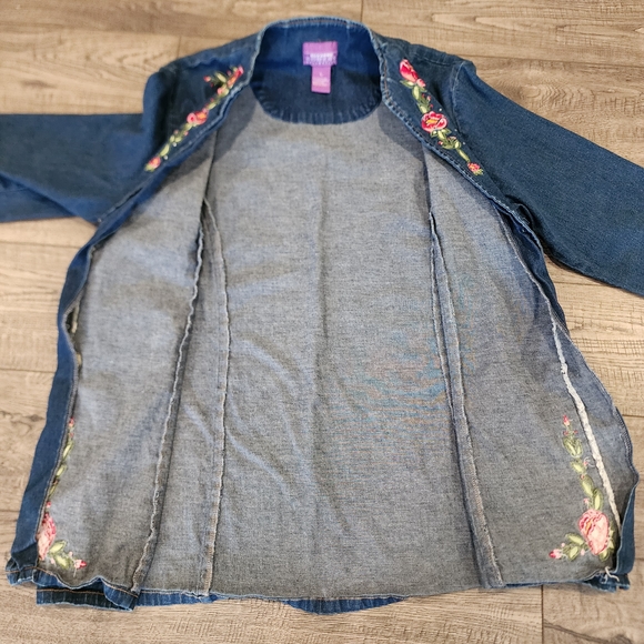 VTG Suzanne Somers Collection Denim Jean Jacket and Pant Embroidered Size L /S - Picture 8 of 16